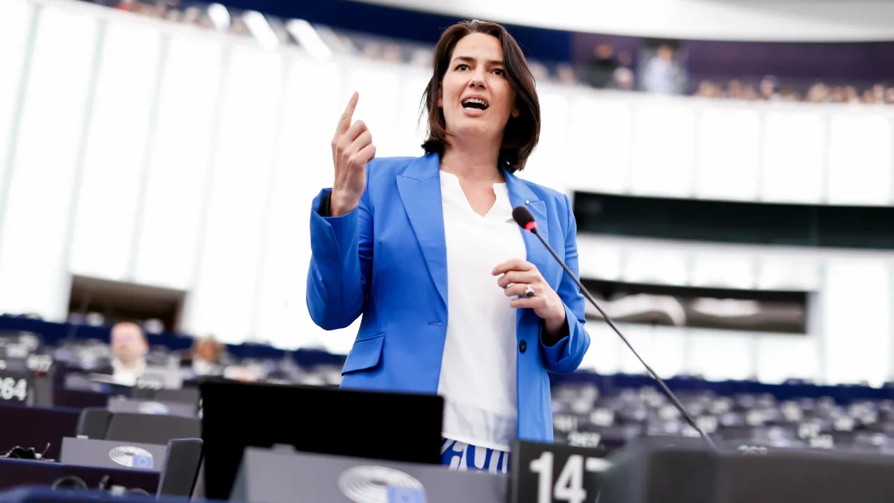 Barbara Thaler, Member of the European Parliament, speaks about the AI Act on June 13, 2023. Image: Mathieu Cugnot/European Union