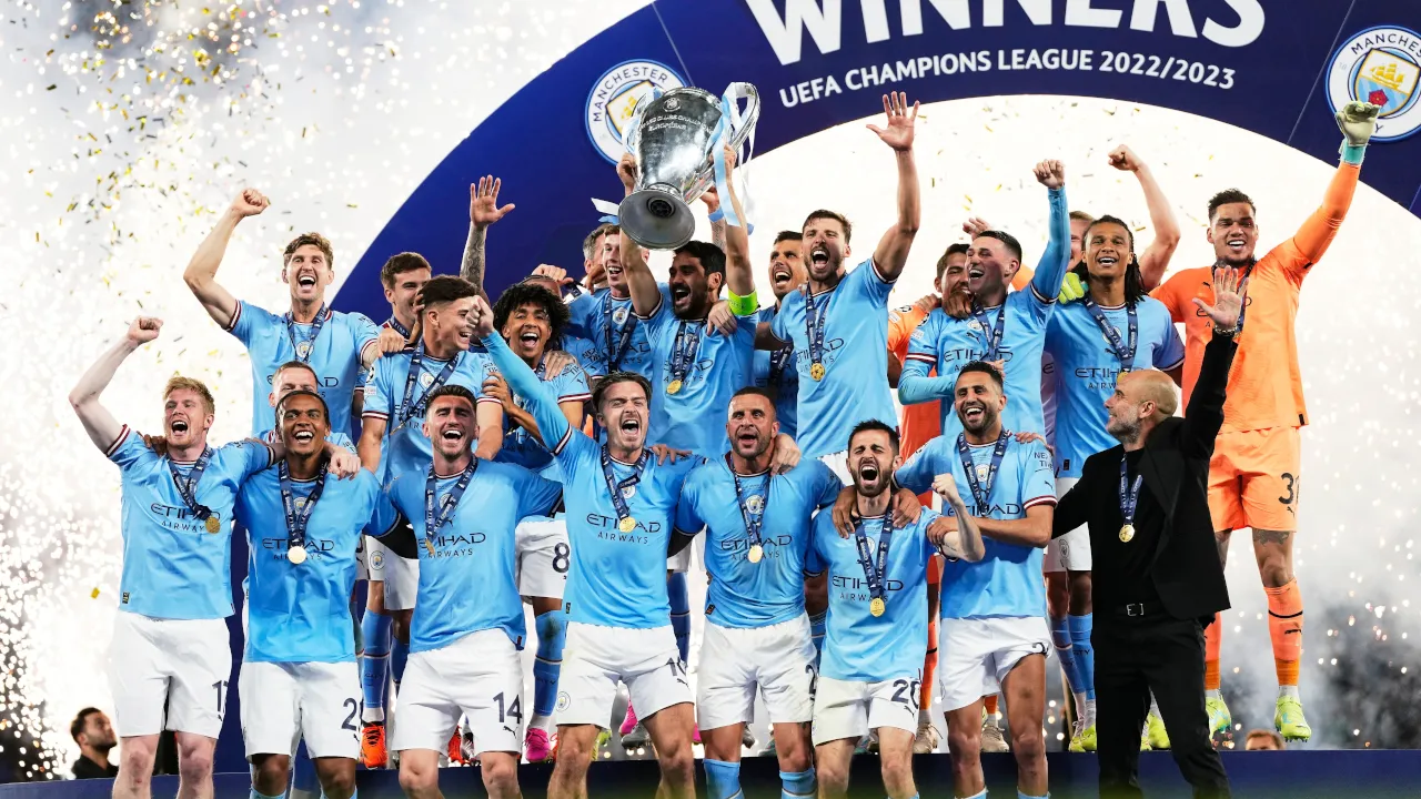 Manchester City celebrates its UEFA Champions League 2023 win. Image: Shutterstock