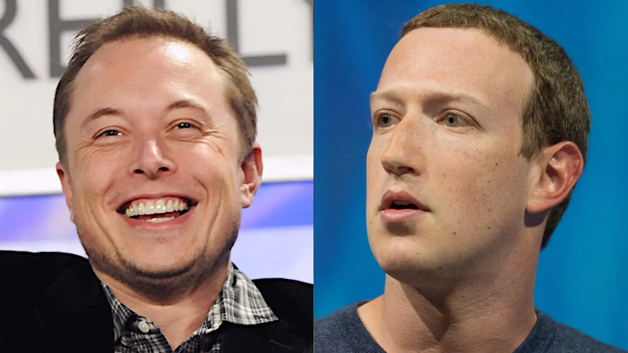 Elon Musk (left) and Mark Zuckerberg. Image: Shutterstock