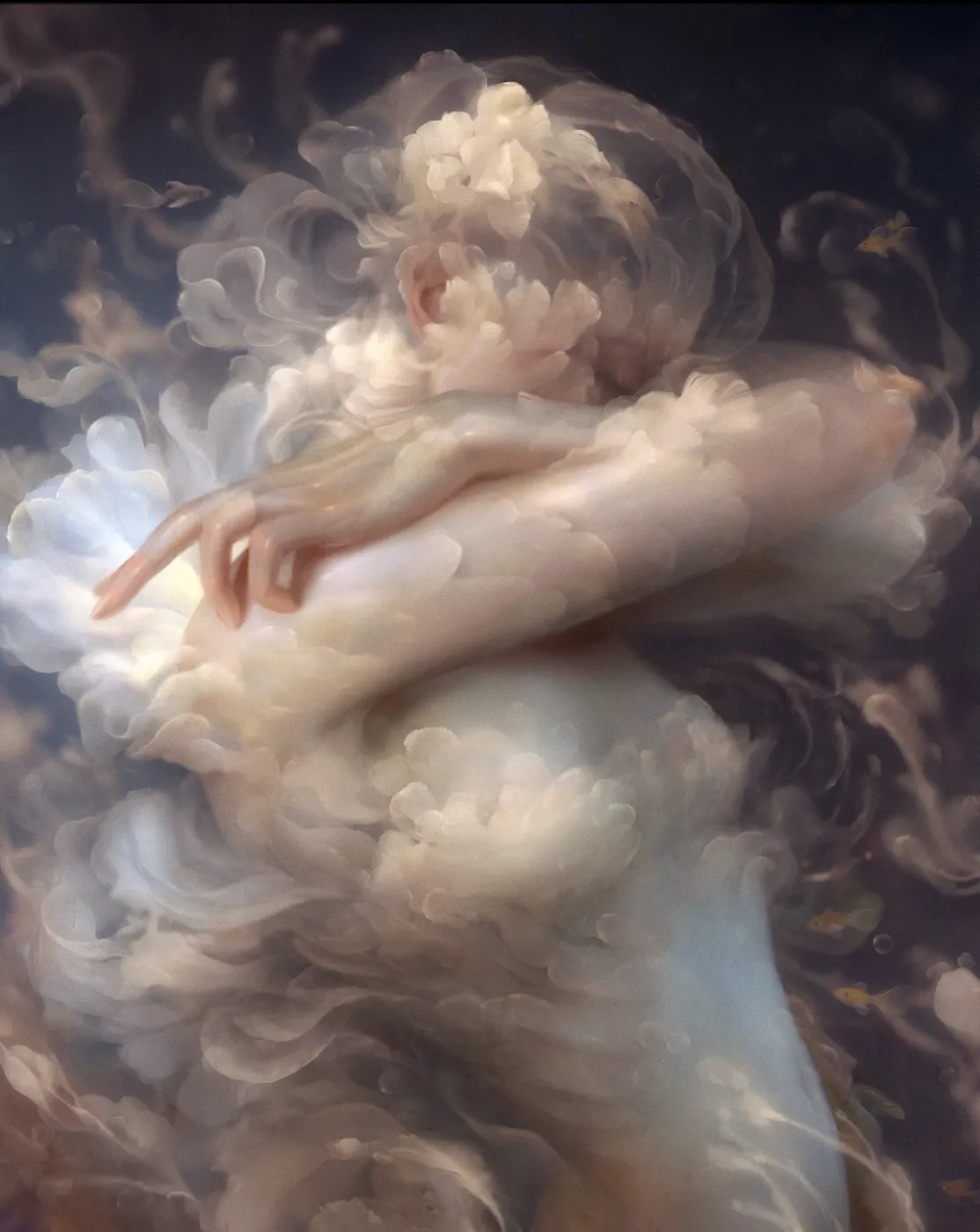 An AI painting of an angel woman.