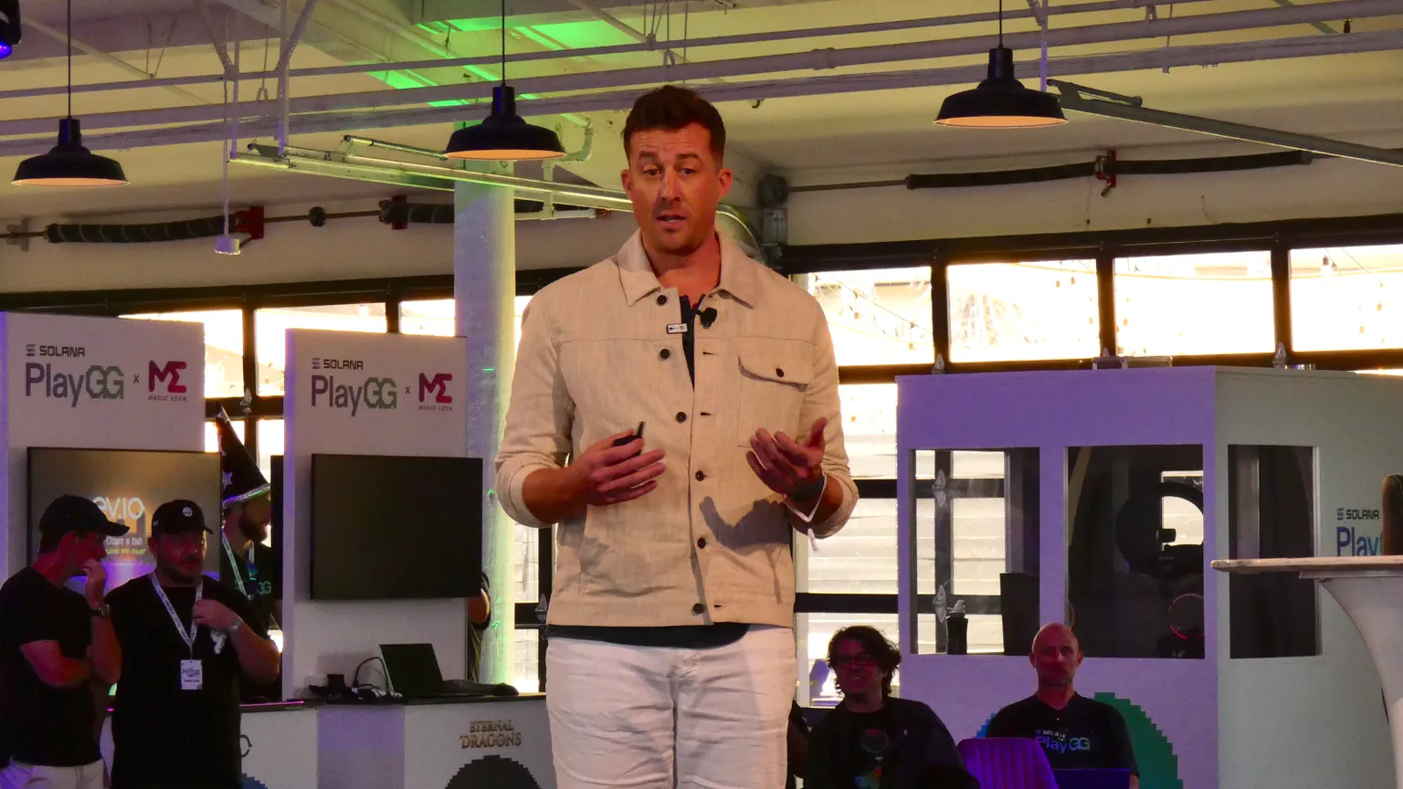 ATMTA co-founder and CEO Michael Wagner at Solana's PlayGG event. Image: Decrypt