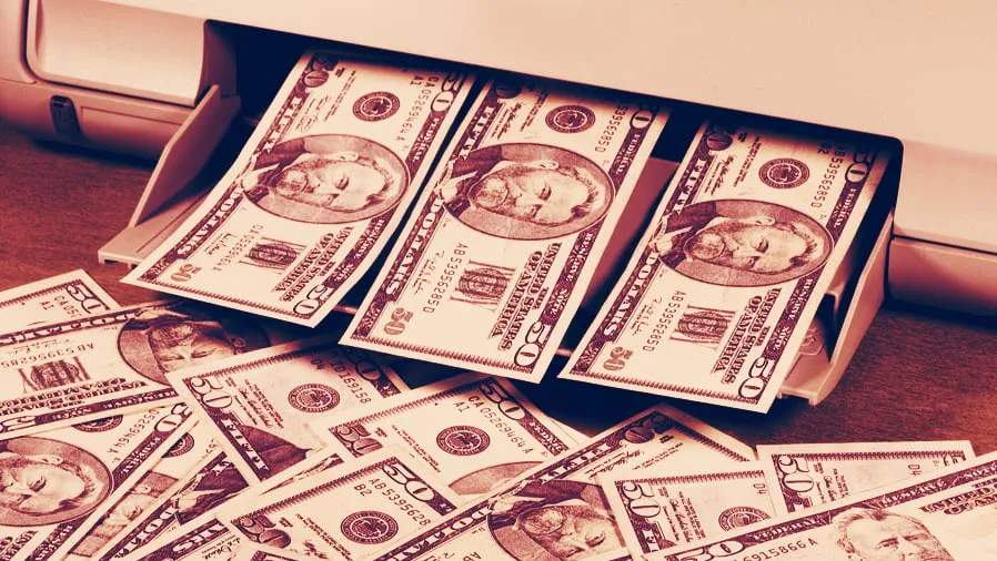 The US dollar money printer. Image: Shutterstock.
