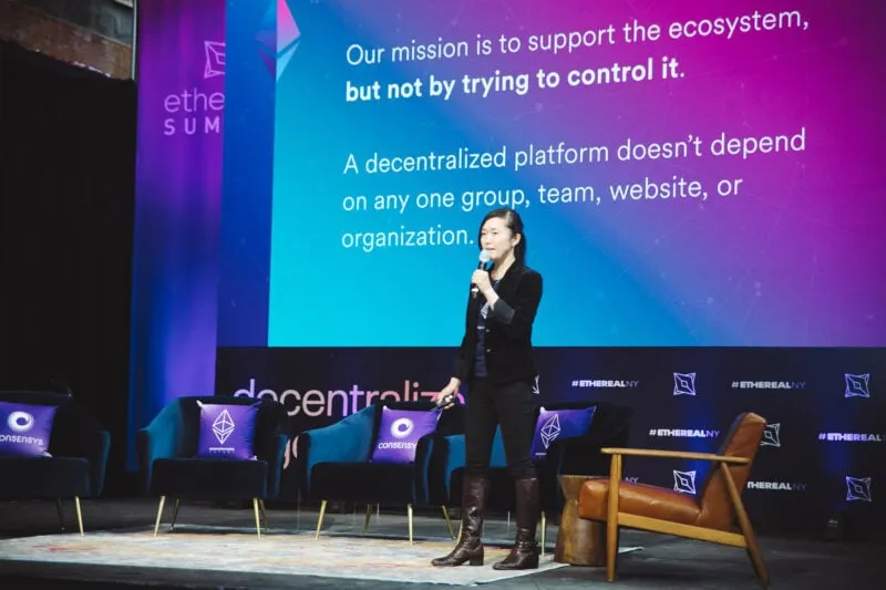 Ethereum Foundation executive director Aya Miyaguchi at the 2019 Ethereal Summit. Image: Ethereal Summit