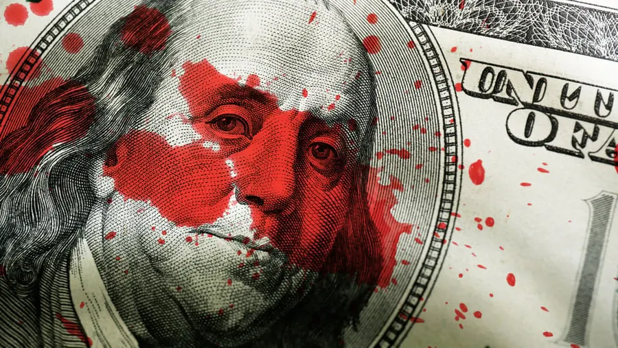 Blood in the markets. Image: Shutterstock