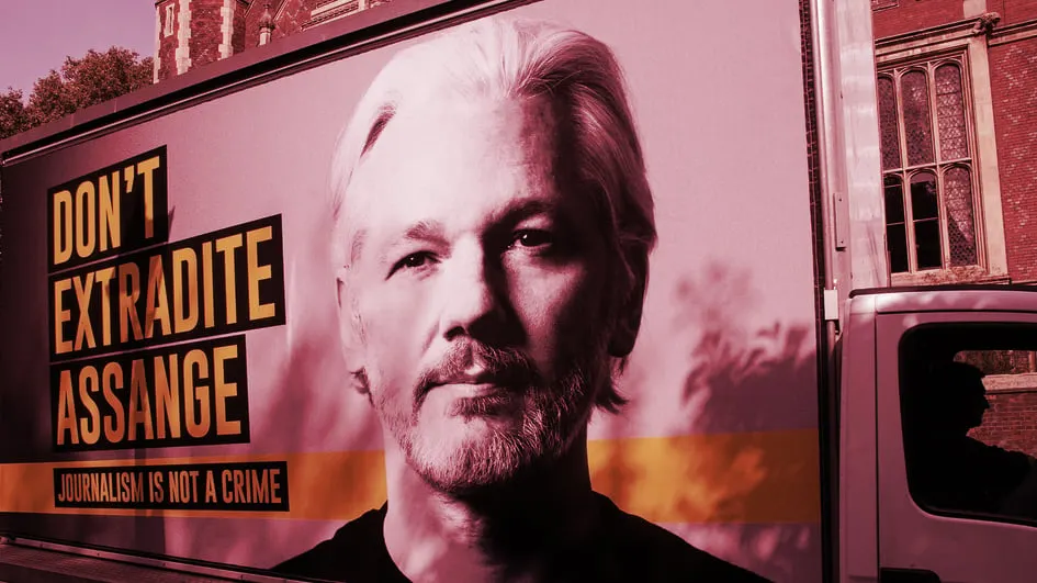 A poster about Julian Assange. Image: Shutterstock.