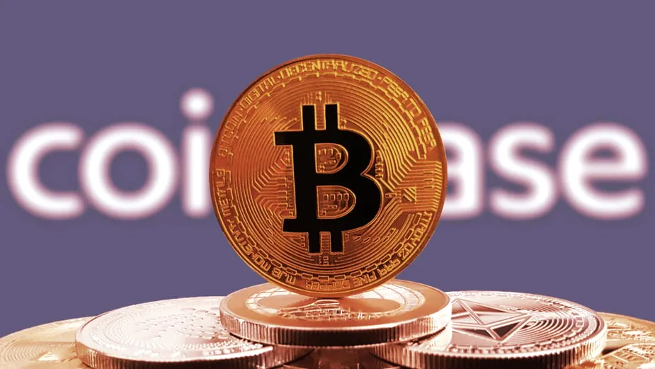 Coinbase and Bitcoin. Image: Shutterstock