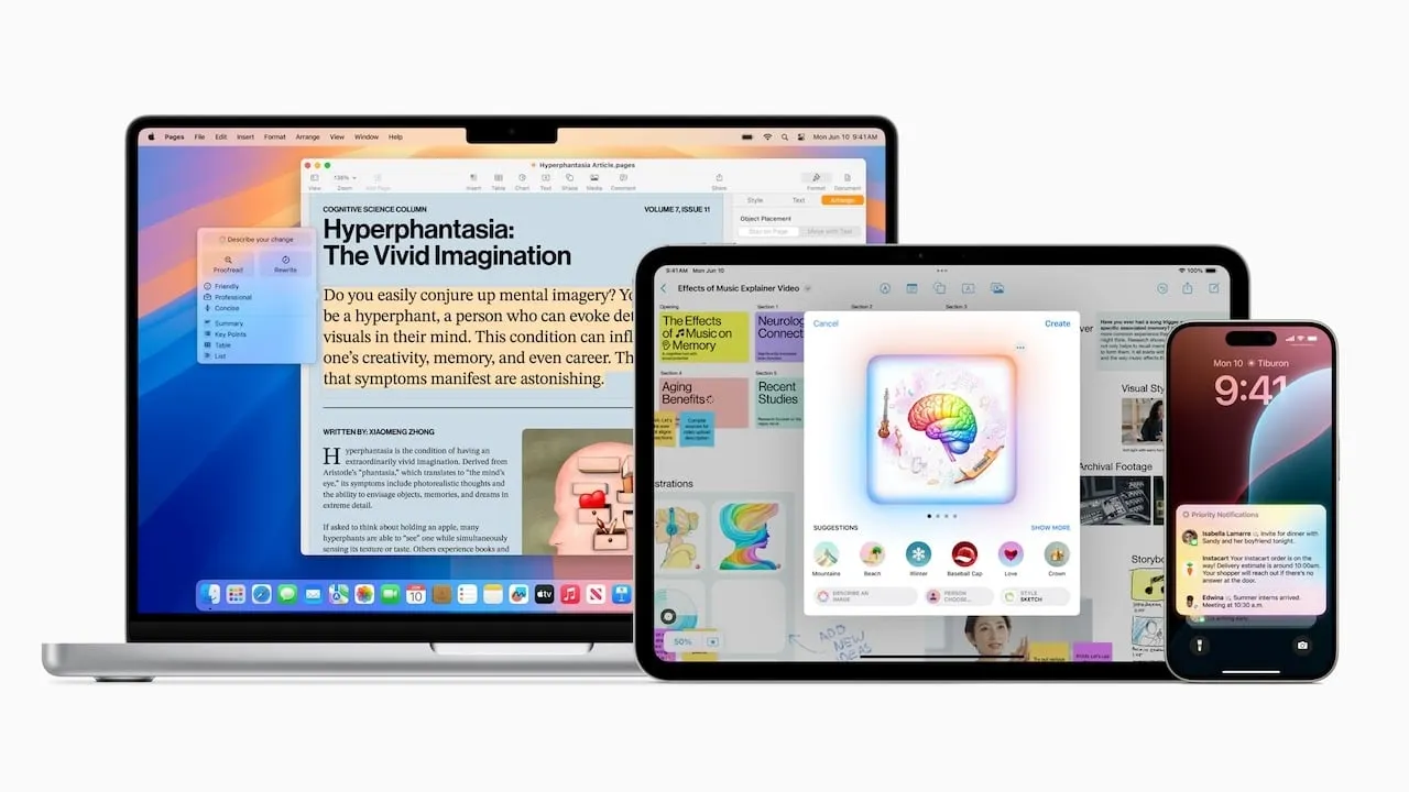 苹果公司针对 iPhone、iPad 和 Mac 的人工智能大升级终于发布了