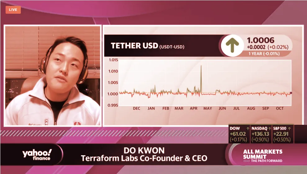 Terraform Labs' Do Kwon at the Yahoo Finance All Markets Summit. Image: Yahoo Finance