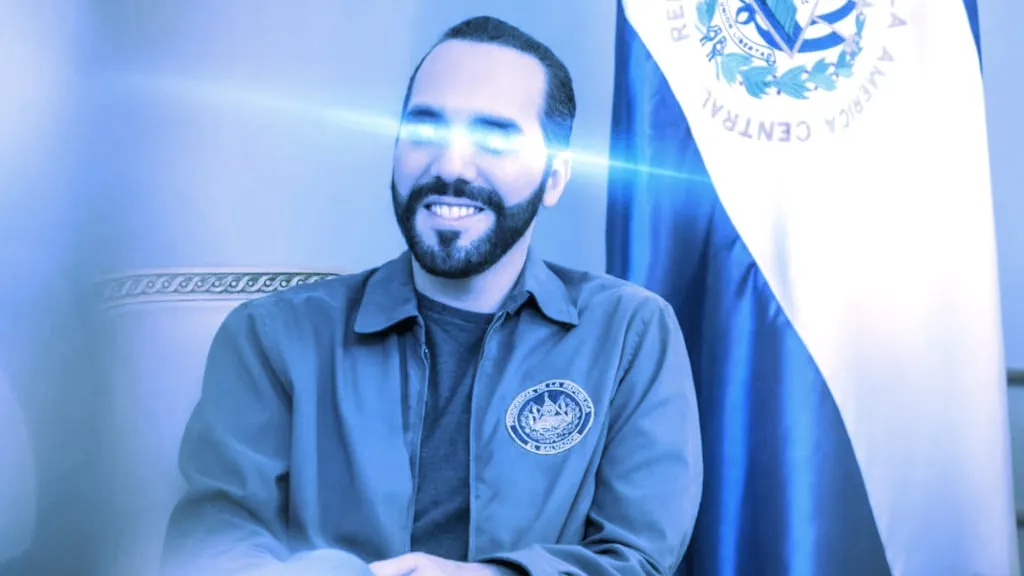 El Salvador President Nayib Bukele, with Bitcoin Twitter laser eyes. Image: Nayib Bukele/Twitter