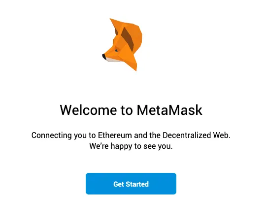 شاشة البدء في MetaMask