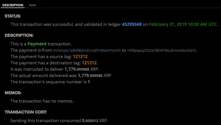 Making an XRP transaction