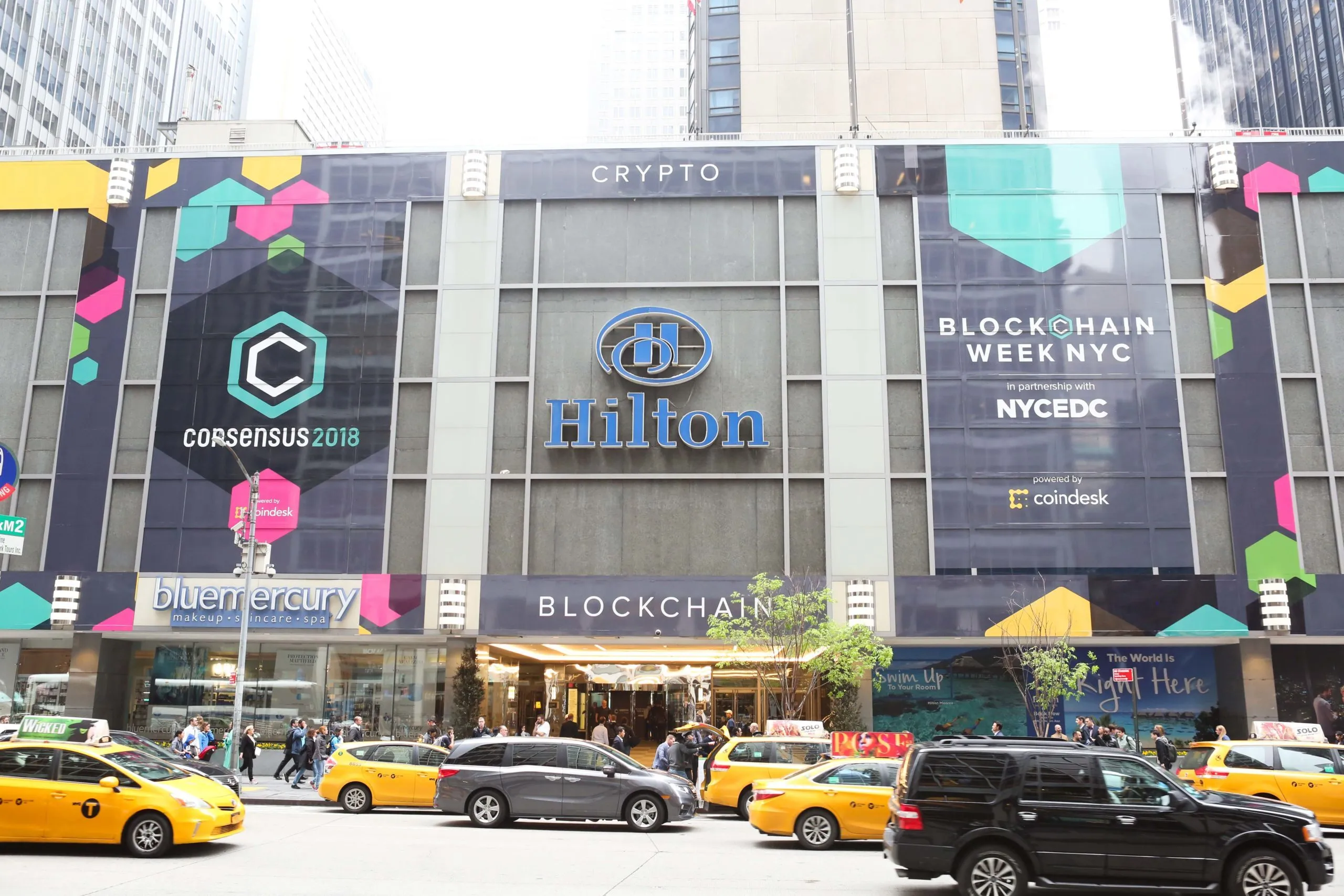 Consensus, at the New York Hilton Midtown, is the pinnacle of New York Blockchain Week. IMAGE SOURCE: Coindesk.
