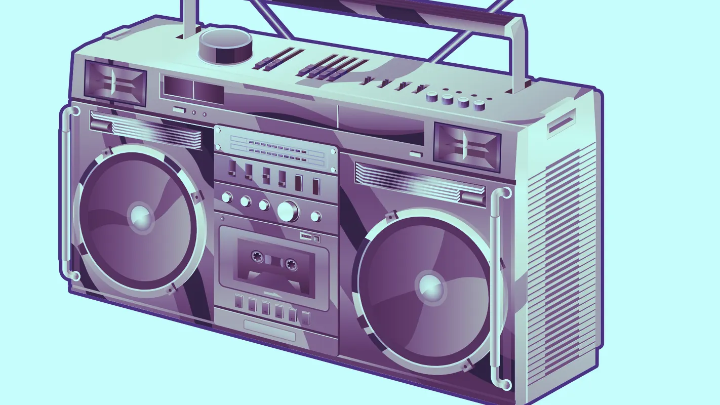 Digital picture of gold boombox. Image: Lyle Owerko