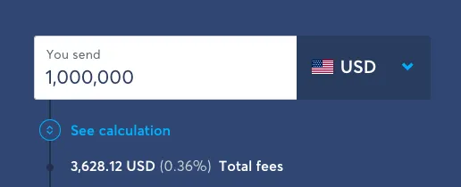 Tranferwise fees on a $1,000,000 transfer