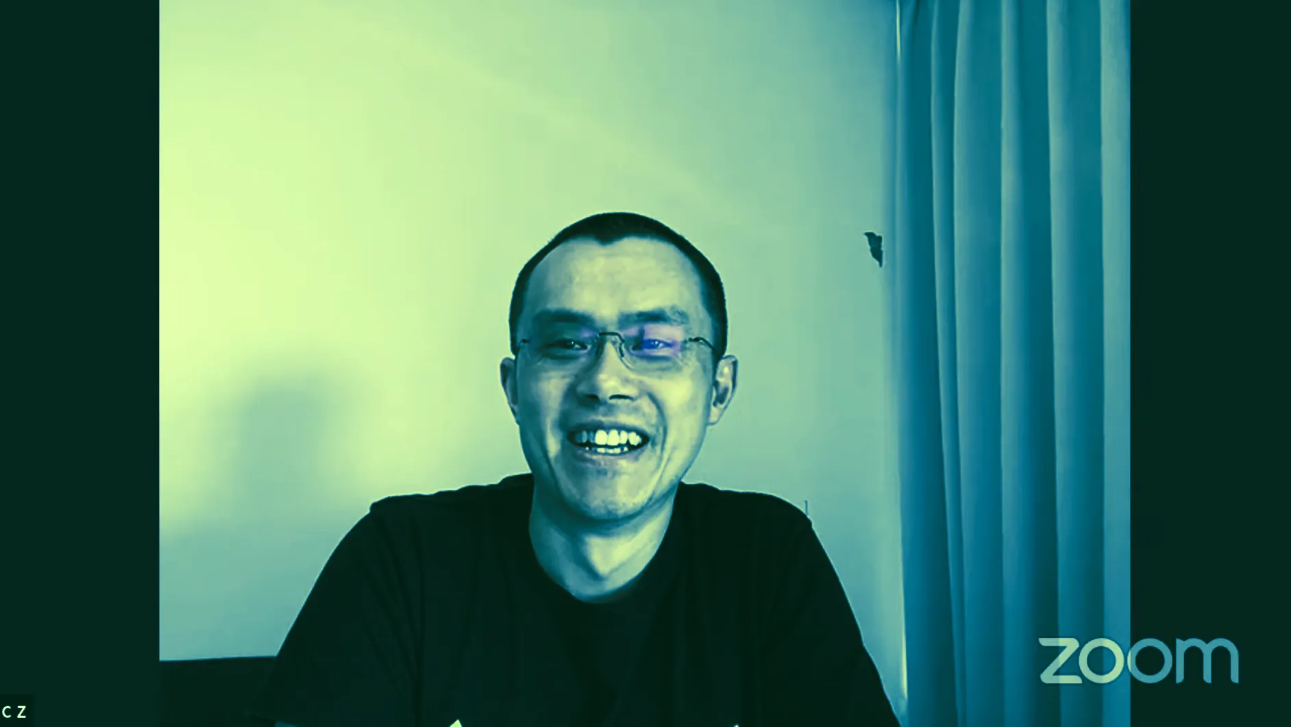 CZ chatting with hosts during Virtual Blockchain Week