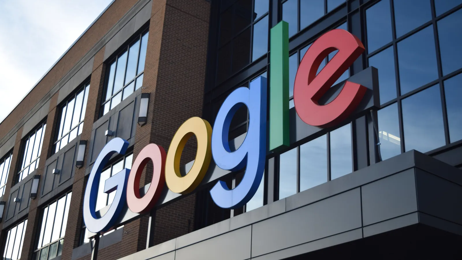 Sign on the Google building in downtown Detroit