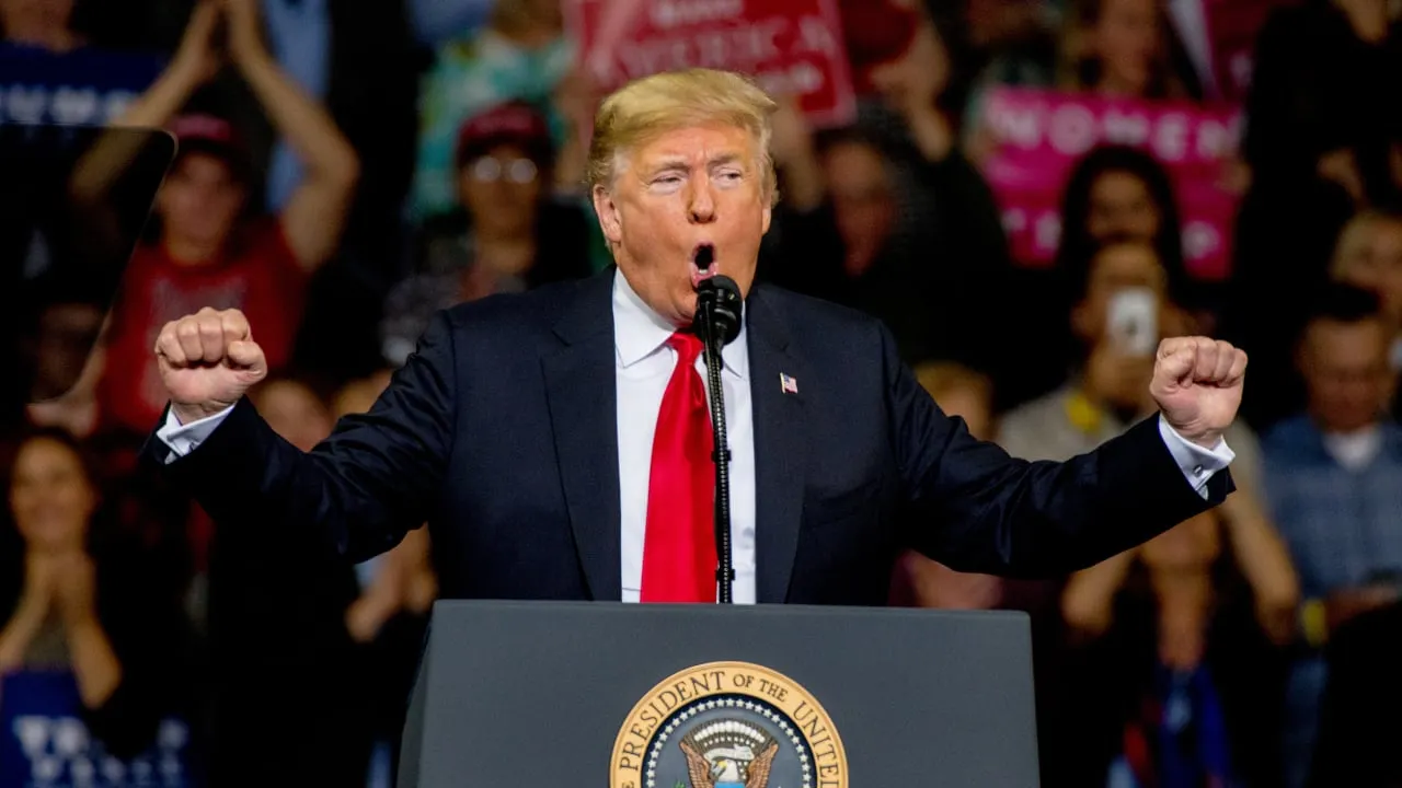 President Trump at a rally. Image: Shutterstock