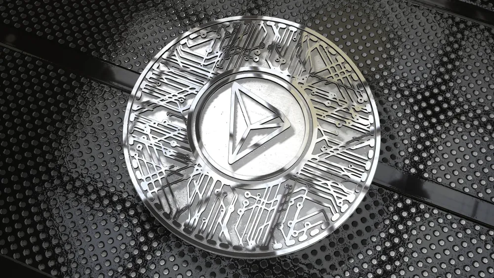 Tron coin on a black background