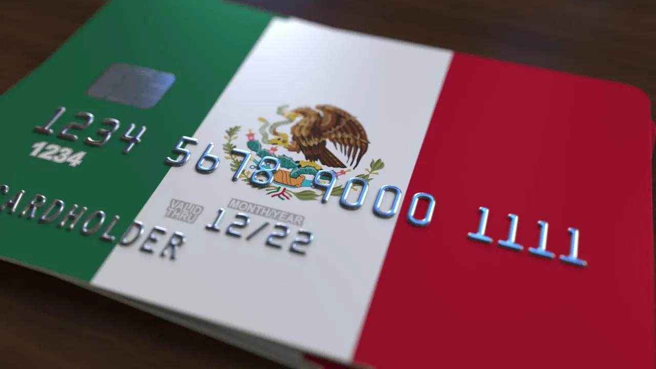 Tarjeta con la bandera de Mexico