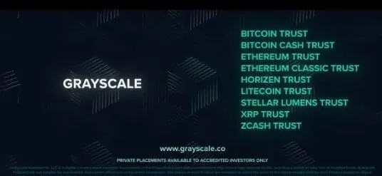 Grayscale sólo mencionó las criptomonedas reales en una imagen al final de su anuncio. Imagen: Twitter