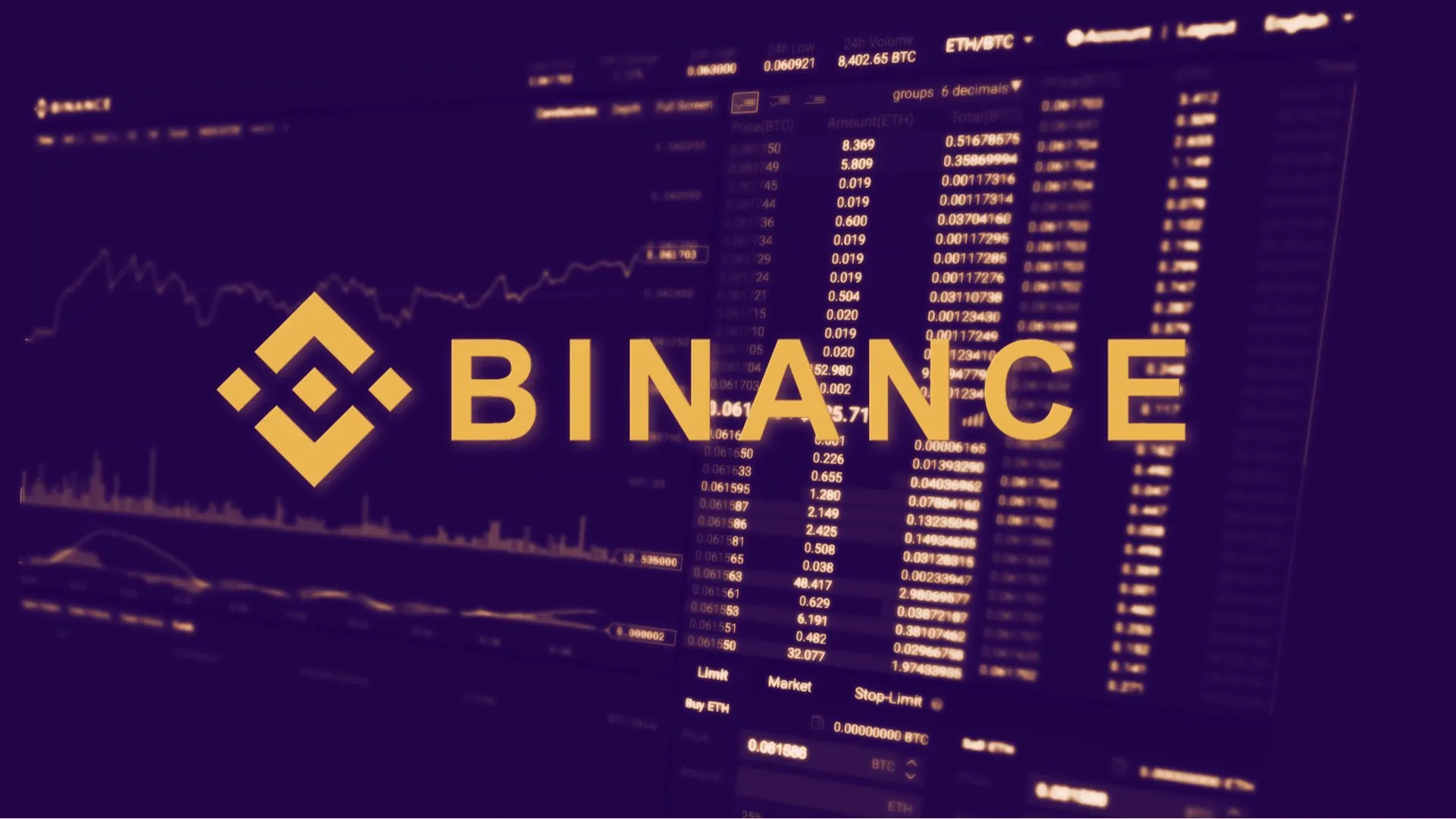 Logo de Binance en pantalla de trading. Imagen: Shutterstock