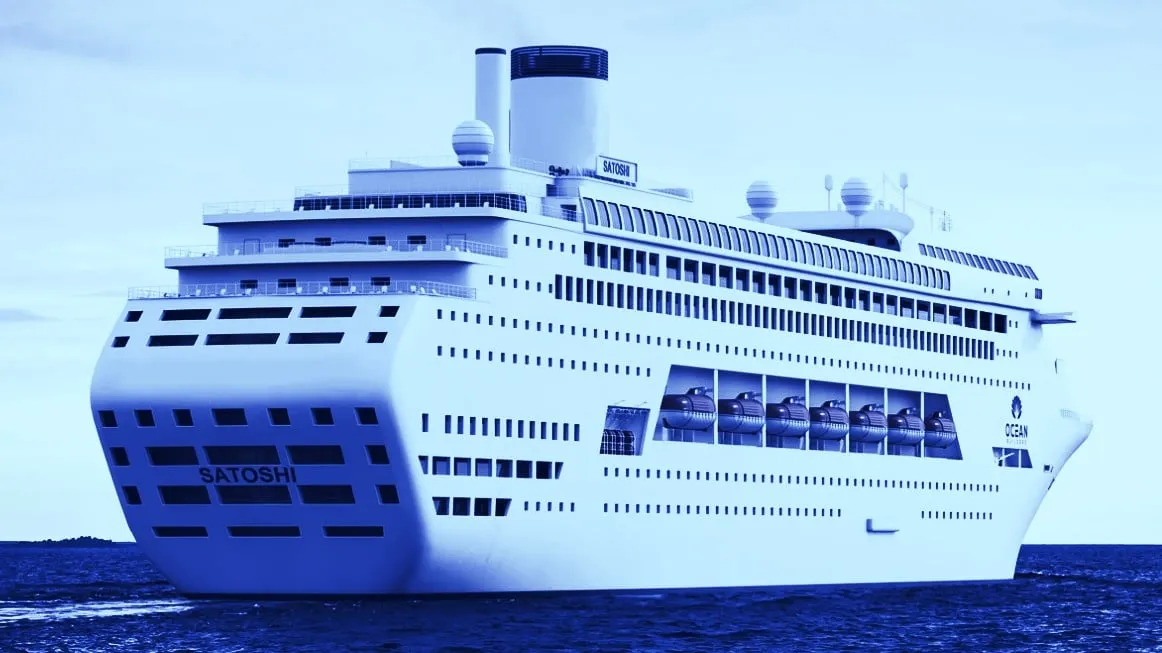 Named after Satoshi Nakamoto, the "Crypto Cruise Ship" is heading to the Gulf of Panama. Image: Ocean Builders