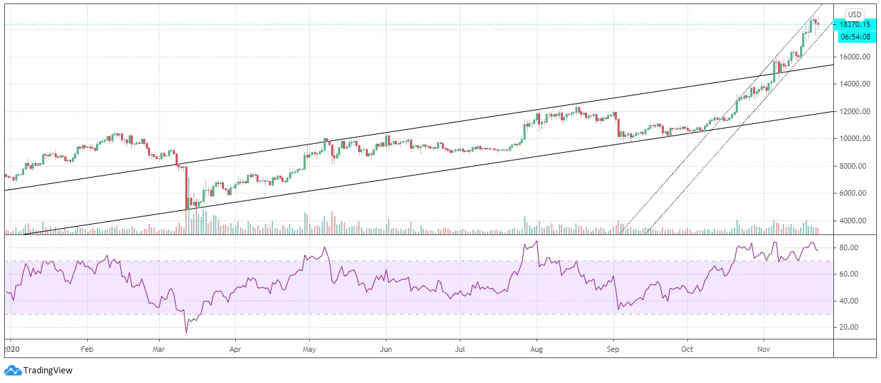 El precio de Bitcoin este año. Fuente: TradingView