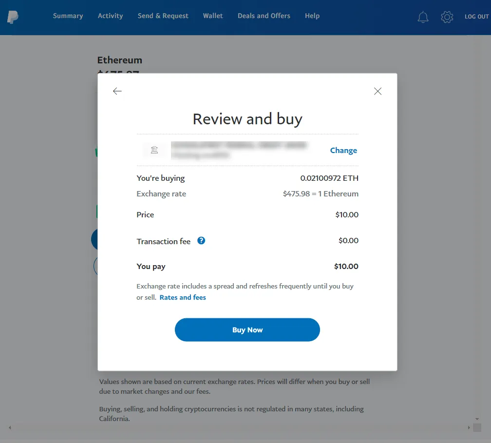 PayPal screenshot