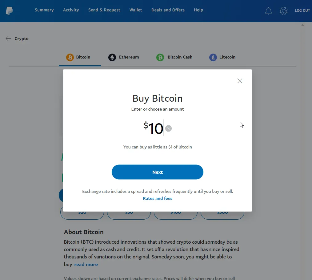 Can i buy bitcoin with hot sale paypal credit