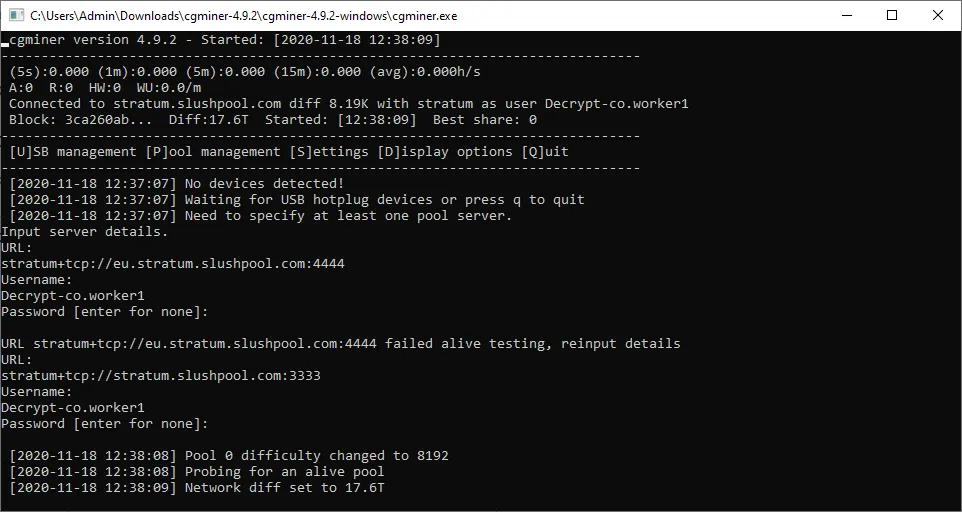 CGMiner command line interface