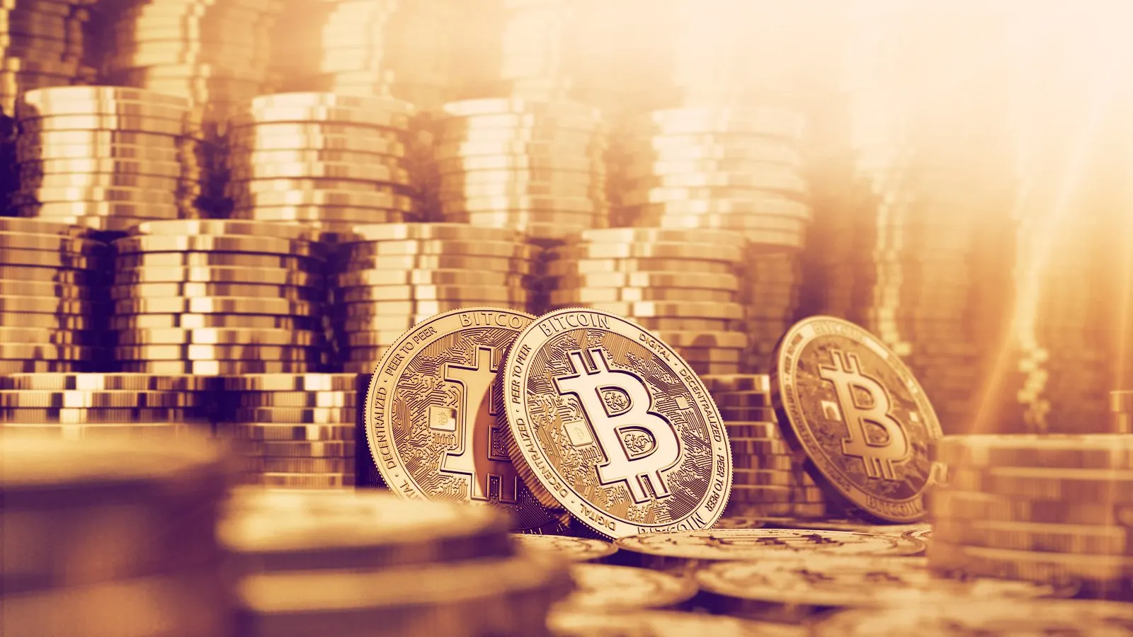 Big stacks of Bitcoin. Image: Shutterstock