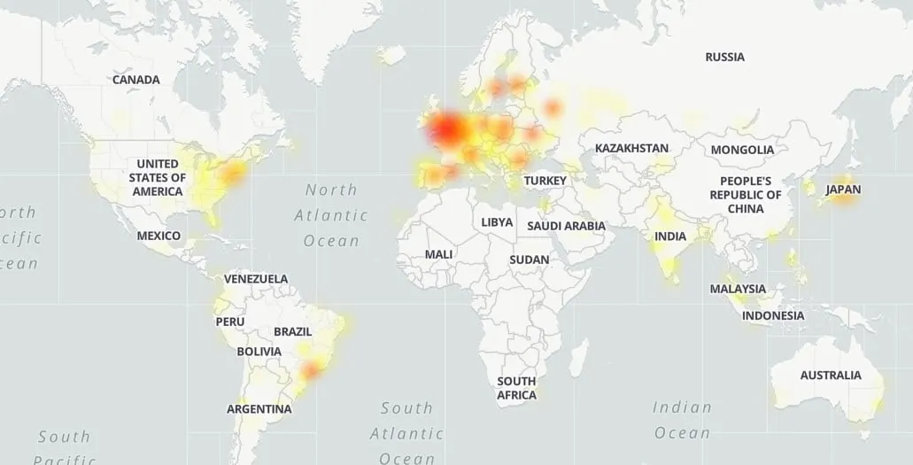 Outages were reported across the world