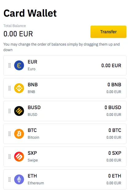 Binance card wallet