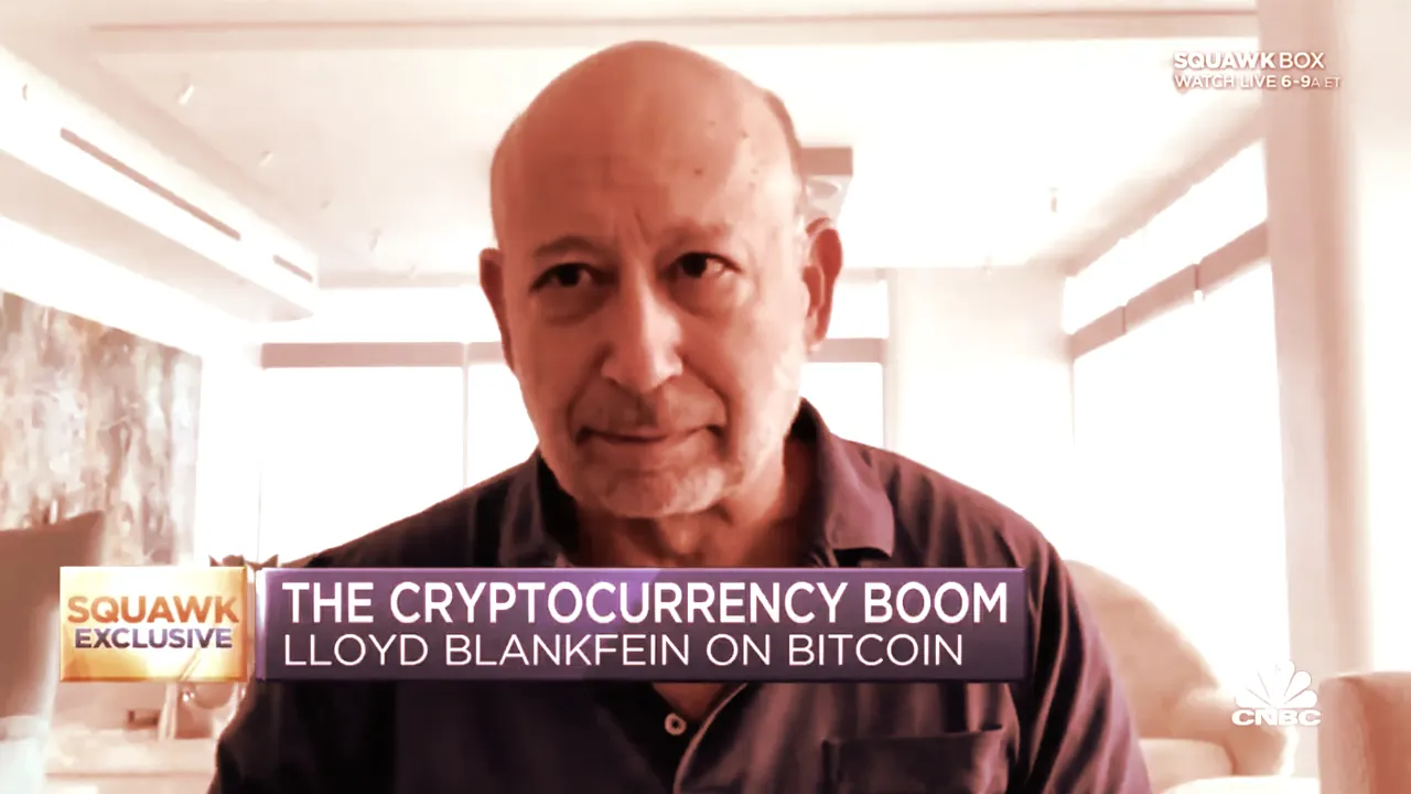 Former Goldman Sachs CEO Lloyd Blankfein is no fan of Bitcoin. Image: CNBC/Twitter