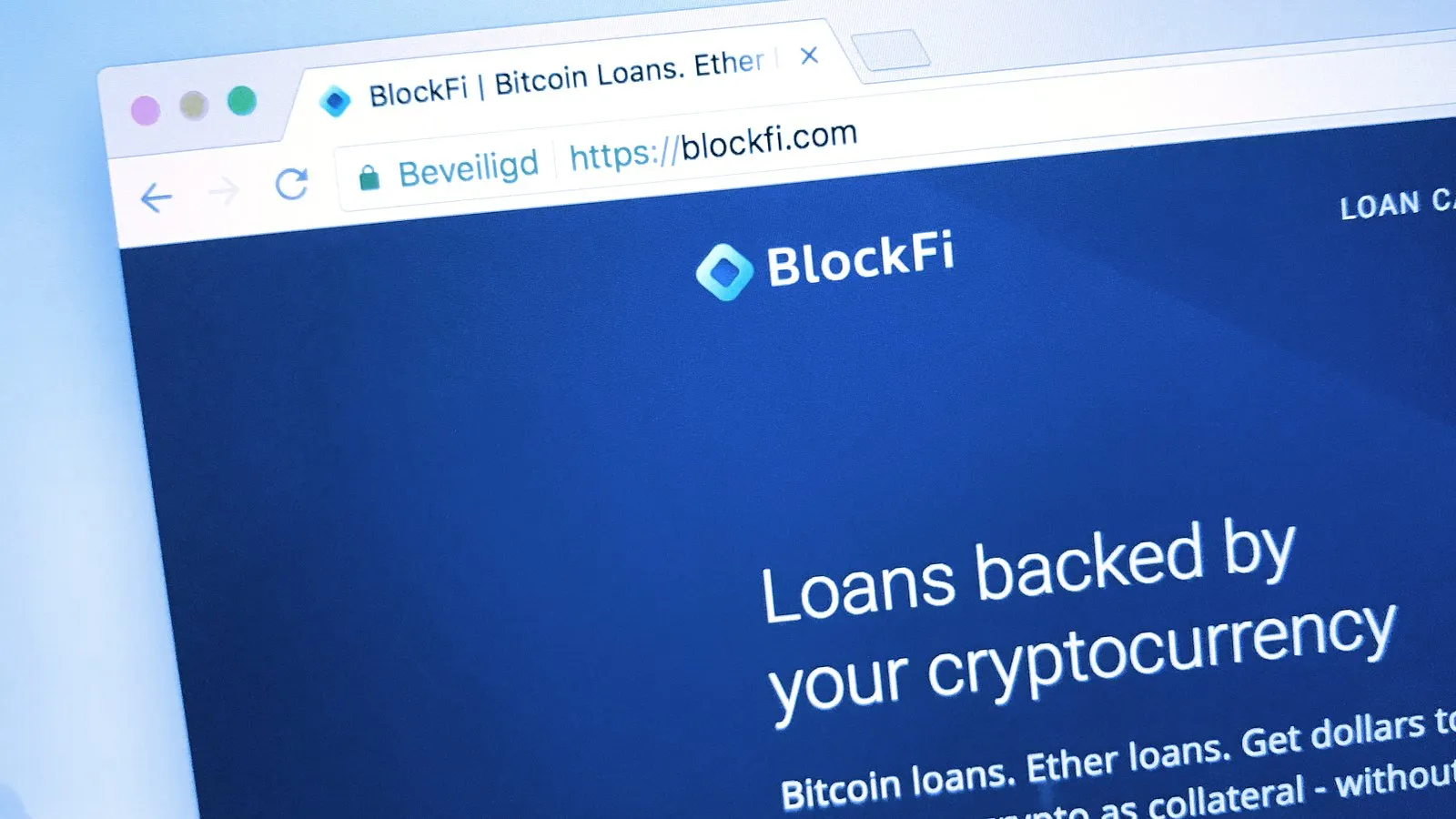 Website of BlockFi, a lending platform that provides loans using your cryptocurrency. Image: Shutterstock
