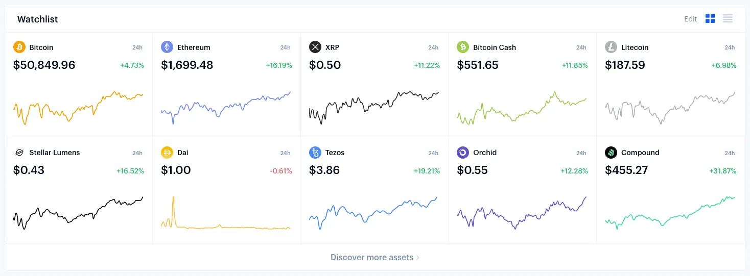 Coinbase has crypto prices