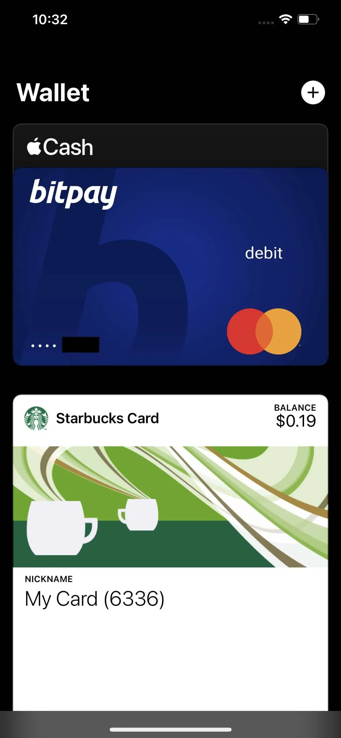 Captura de pantalla de BitPay Apple Wallet