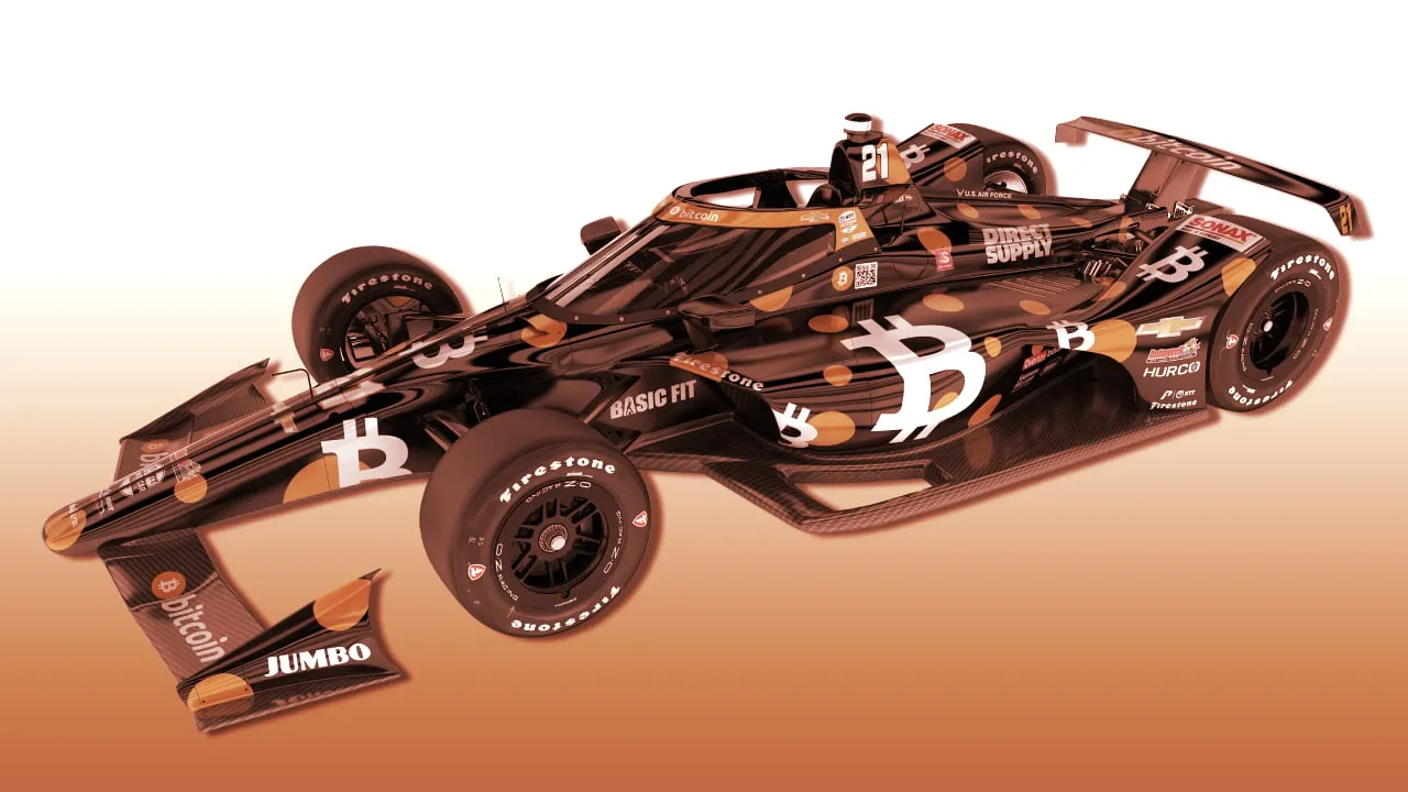 A Ed Carpenter Racing car will sport Bitcoin livery at the Indianapolis 500. Image: Ed Carpenter Racing