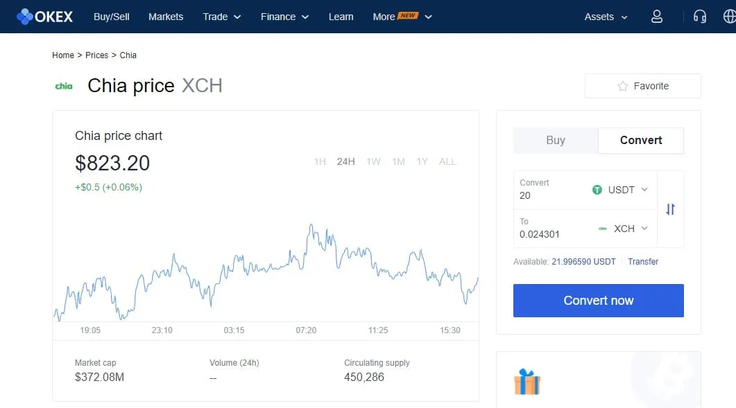 Captura de pantalla de OKEx