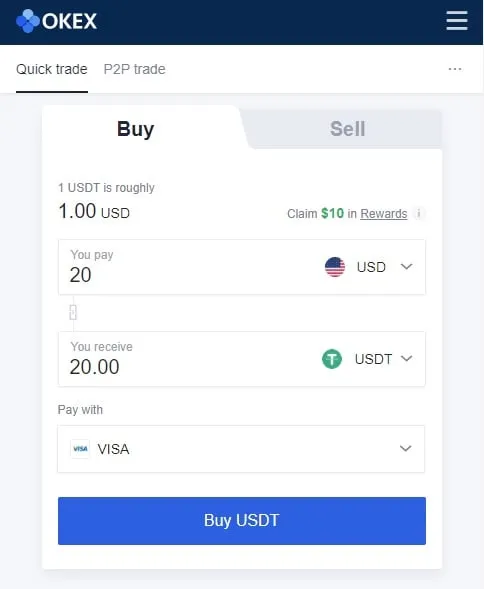 OKEx screenshot