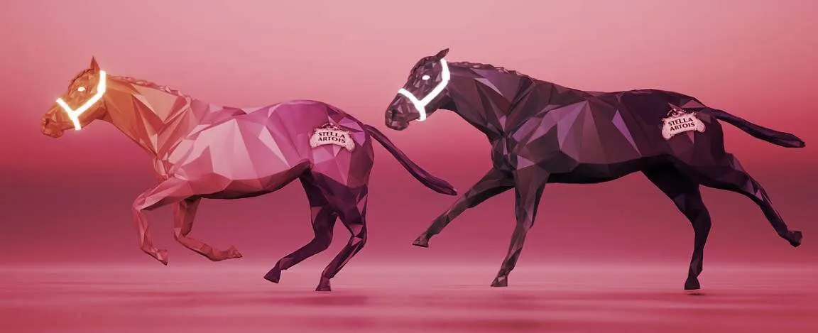 Zed Run NFT racehorses in Stella Artois skins (via Stella Artois)