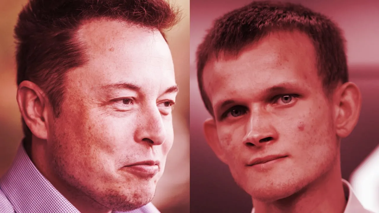 Elon Musk y Vitalik Buterin. Imágenes: Shutterstock
