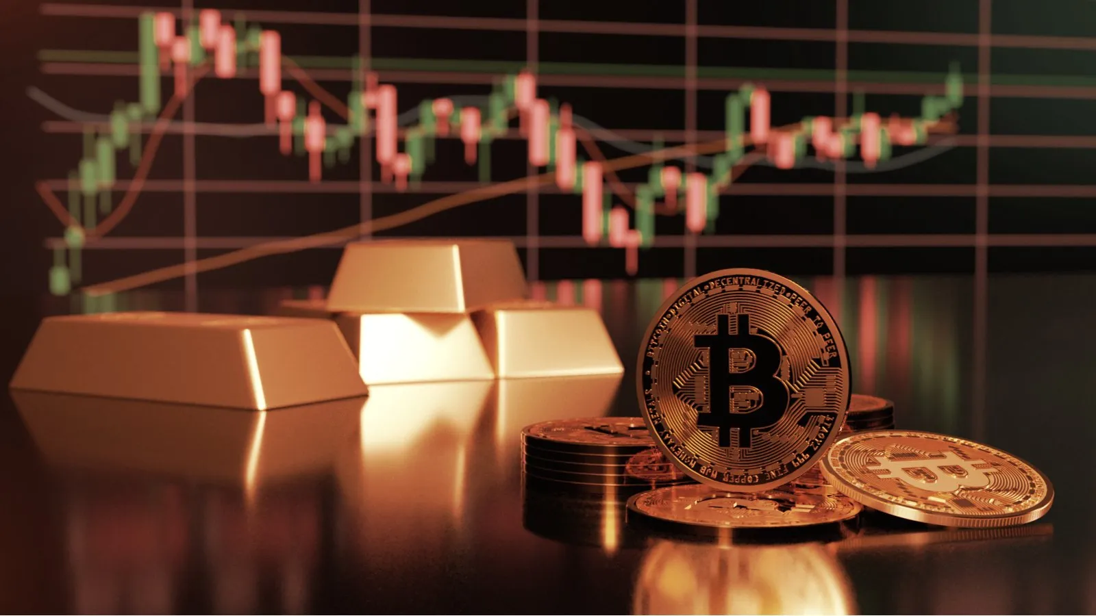 Bitcoin y oro. Imagen: Shutterstock