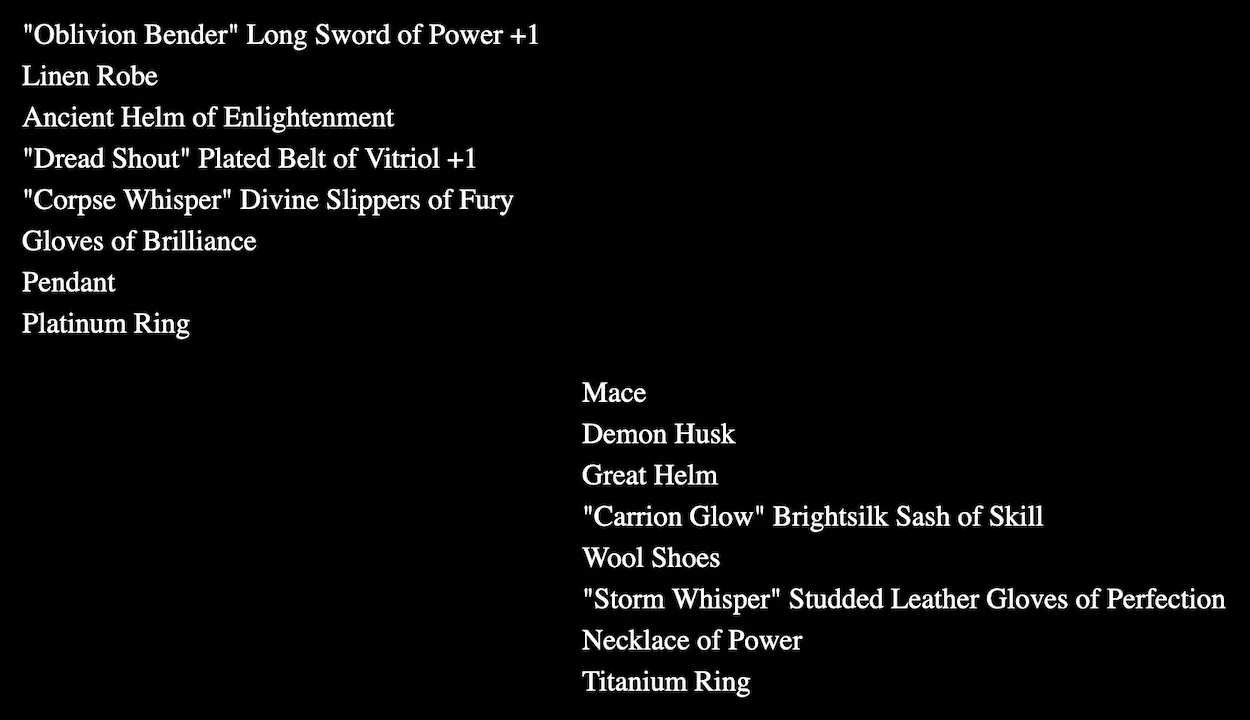 These lists of role-playing items are selling for hundreds of thousands of dollars. Image: Loot