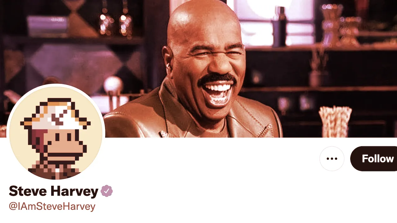 Steve Harvey has a Solana NFT as his Twitter avatar. Image: Twitter screenshot
