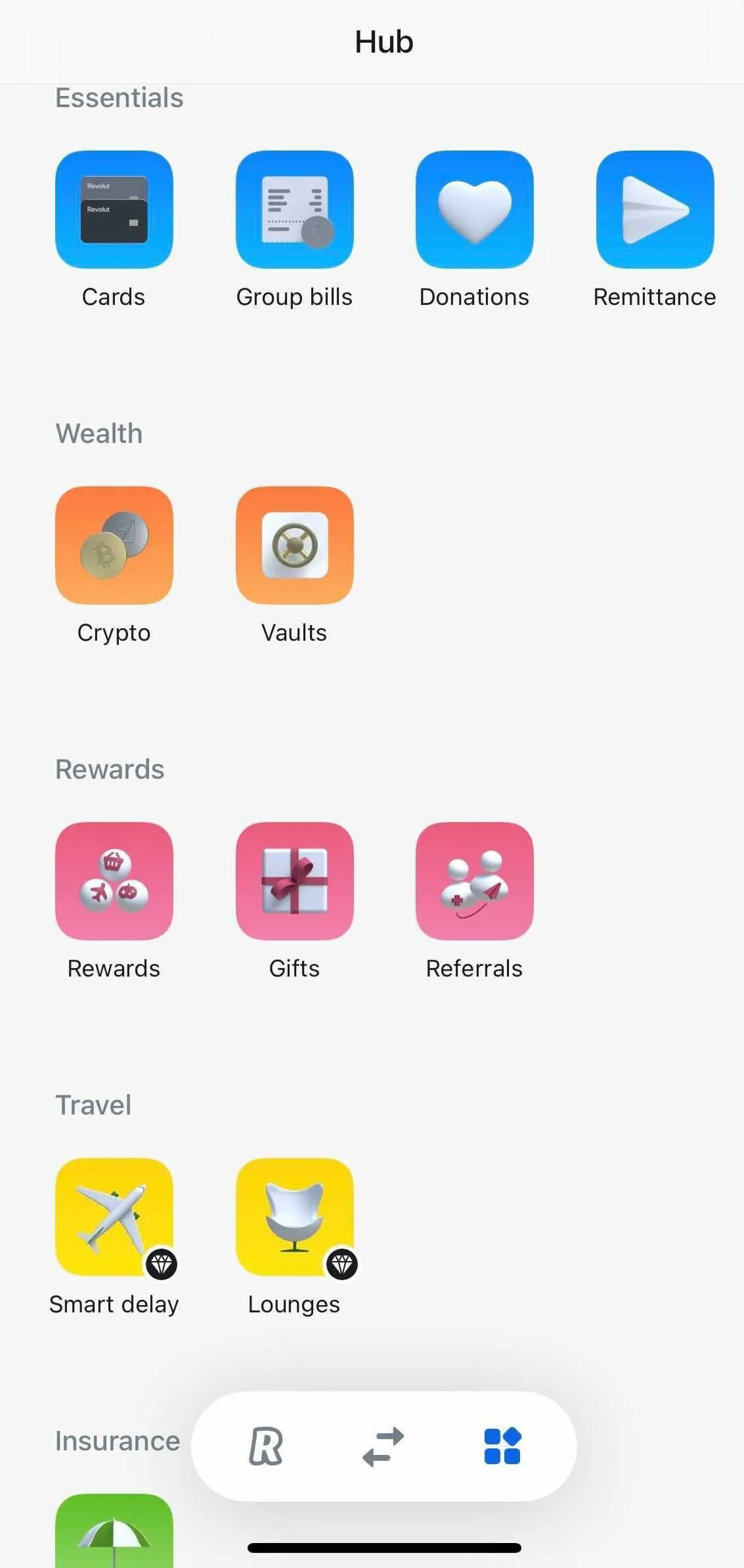 Screenshot of the U.S. version of the Revolut app.