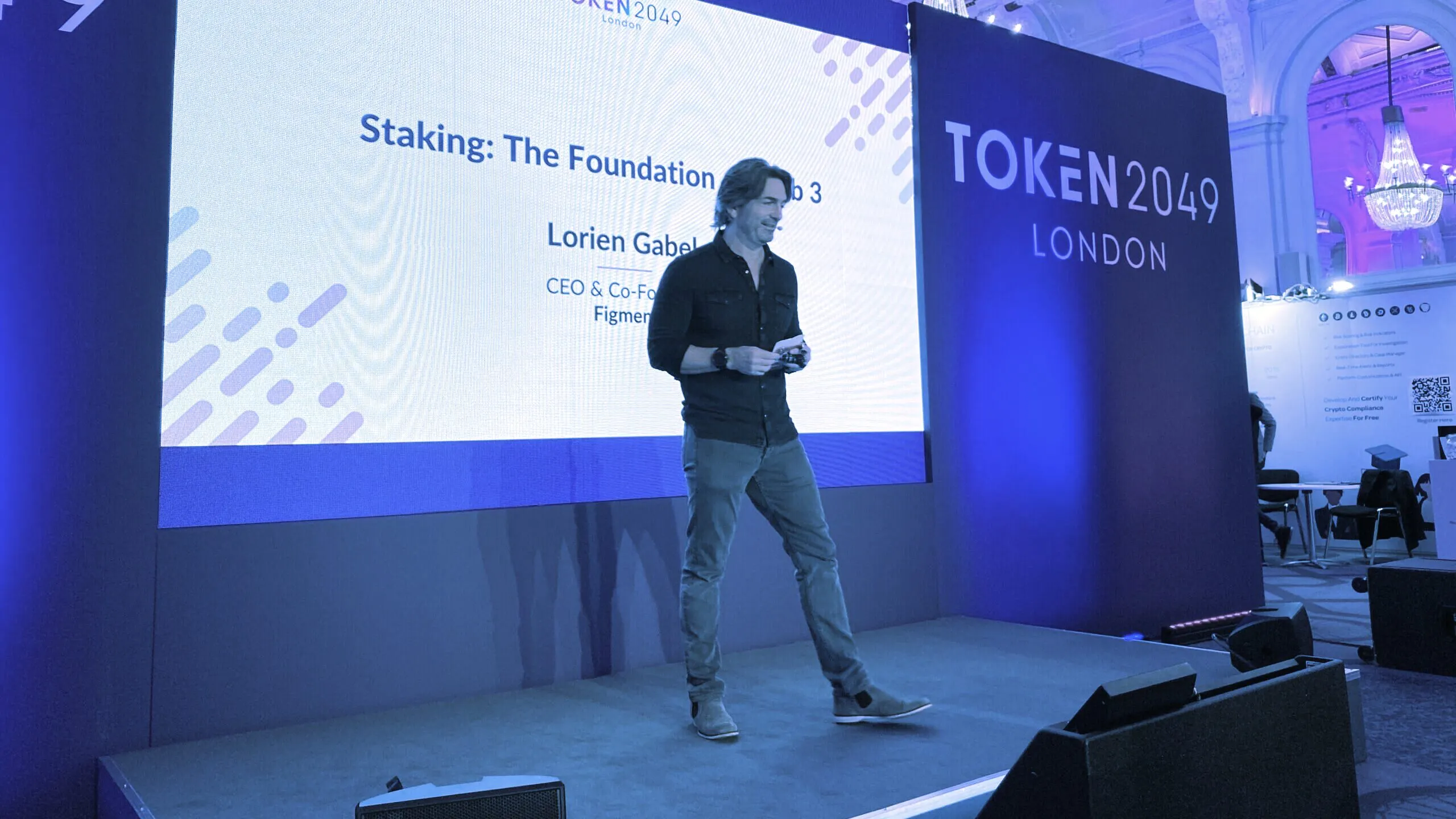 Figment CEO Lorien Gabel at Token2049. Image: Decrypt