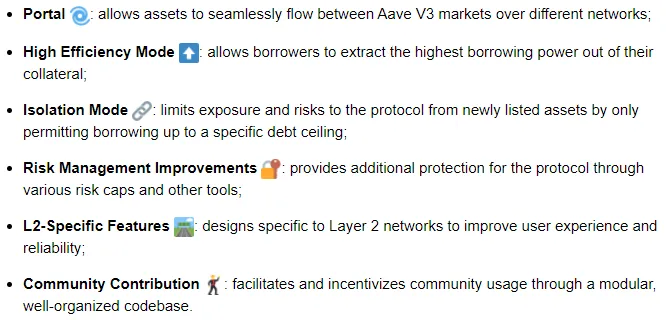 List of top features included in Aave’s v3. Source: Aave Governance. 