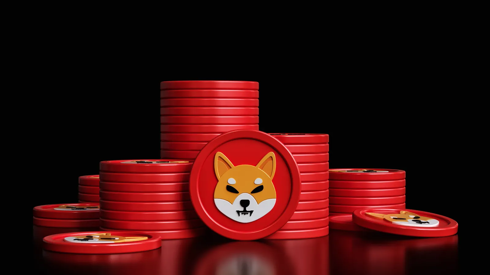 Red stacks of the Shiba Inu token.