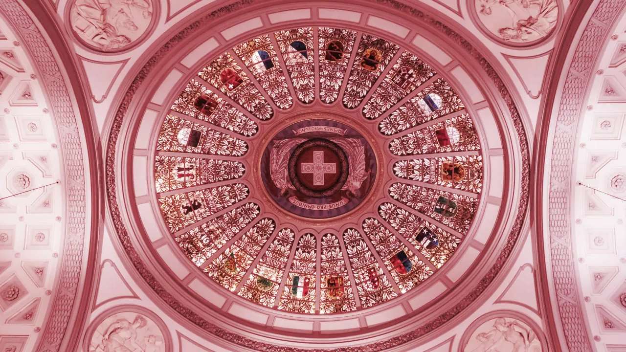 The dome of the Swiss Federal Palace, with the coats of arms of the cantons. Image: Shutterstock